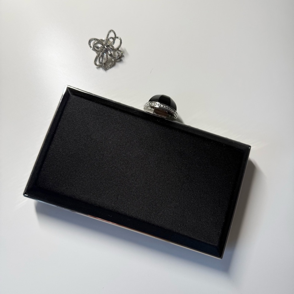 Judith Leiber Black Clutch with Silver Accents